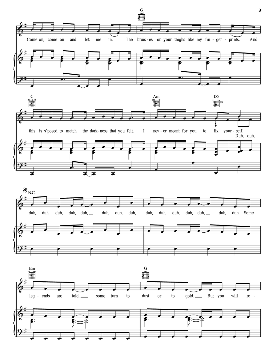 Centuries Centuries Piano, Vocal, Guitar scores gallery preview page 3