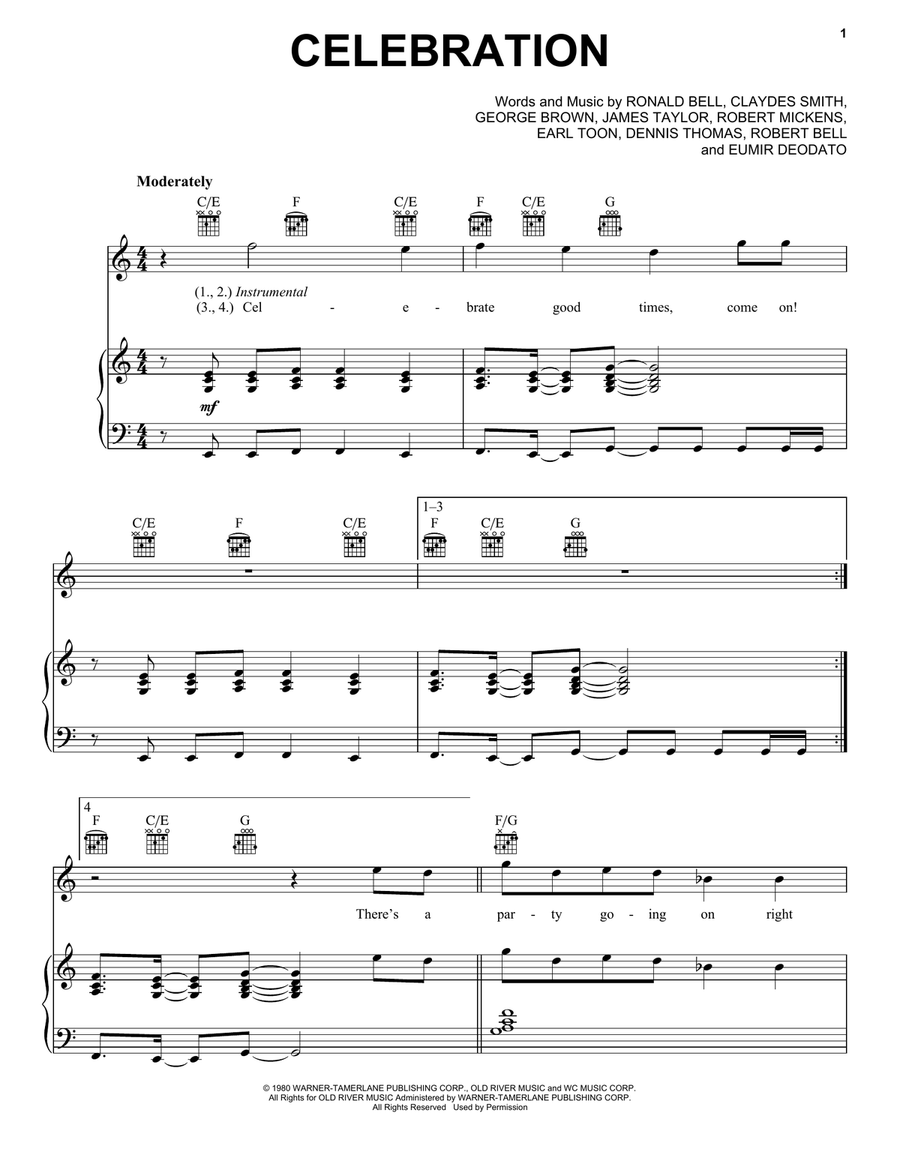 Celebration Piano, Vocal, Guitar scores gallery preview page 1