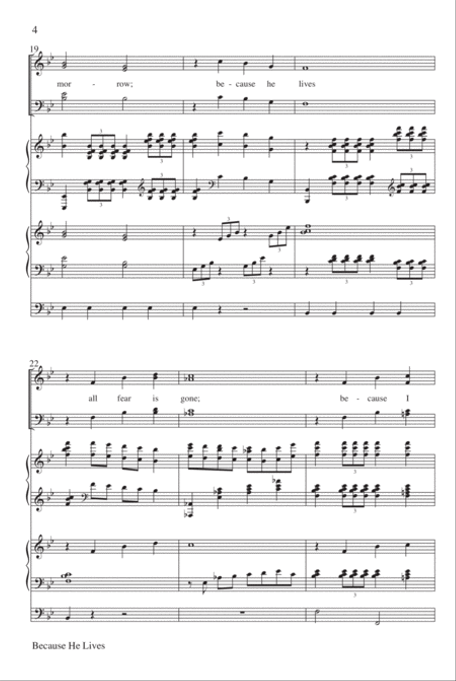 Because He Lives (An Introit) 4-Part scores gallery preview page 5
