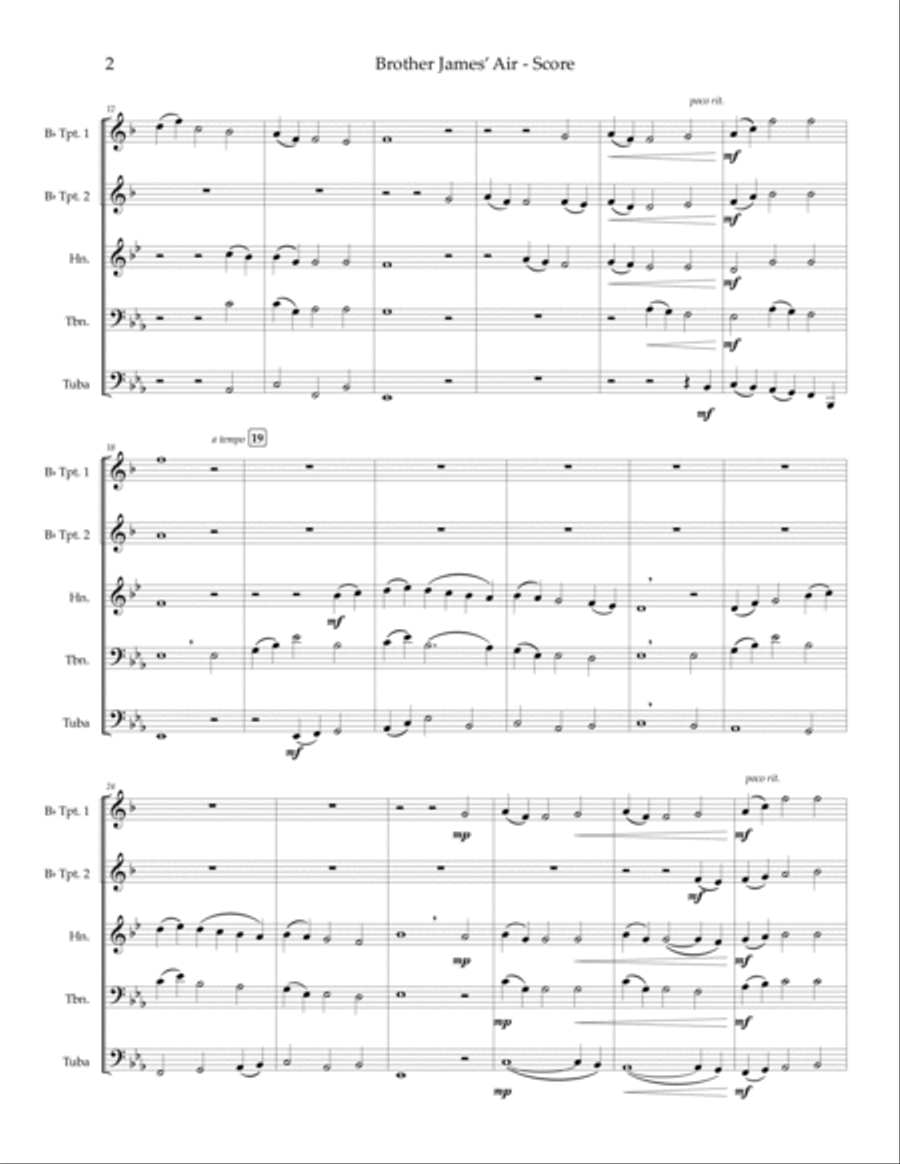 Brother James' Air — brass quintet image number null