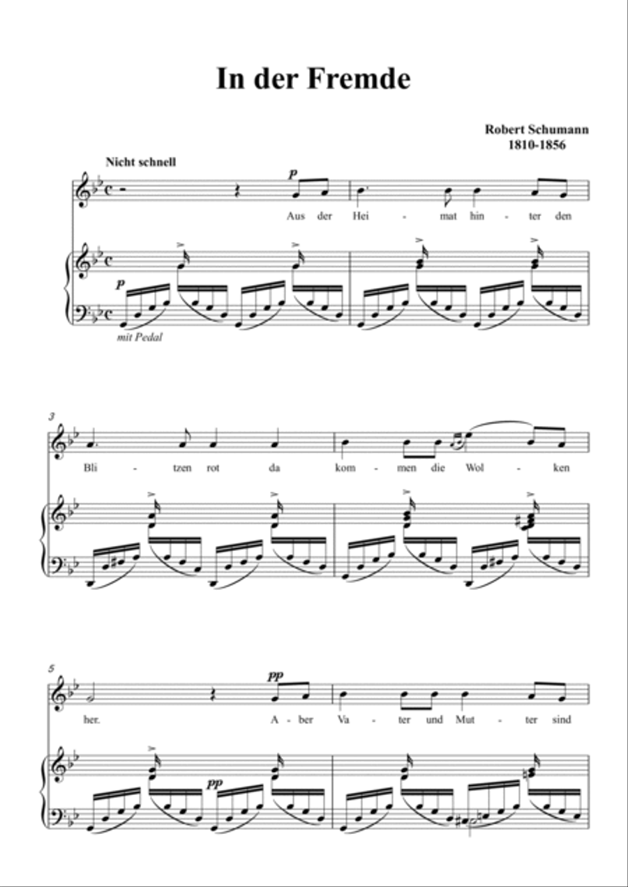 Schumann-In der Fremde in g minor Voice scores gallery preview page 2