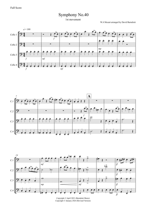 Symphony No.40 (1st movement) for Cello Quartet