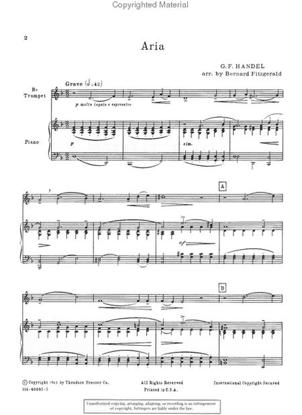 Aria (Chi sprezzando il somo bene - from the Passion Oratorio) and BourrTe (from a Solo Sonata in G)