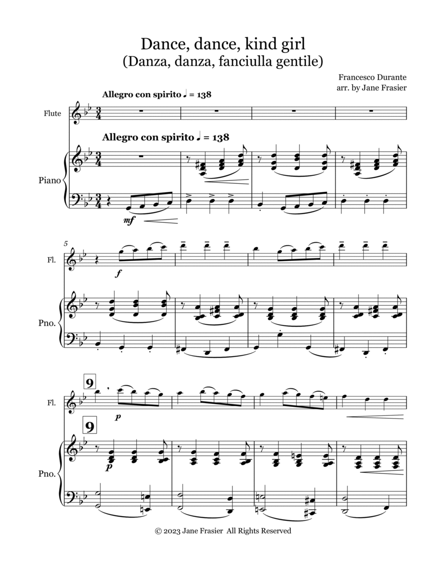 Dance, dance, kind girl Flute Solo scores gallery preview page 1
