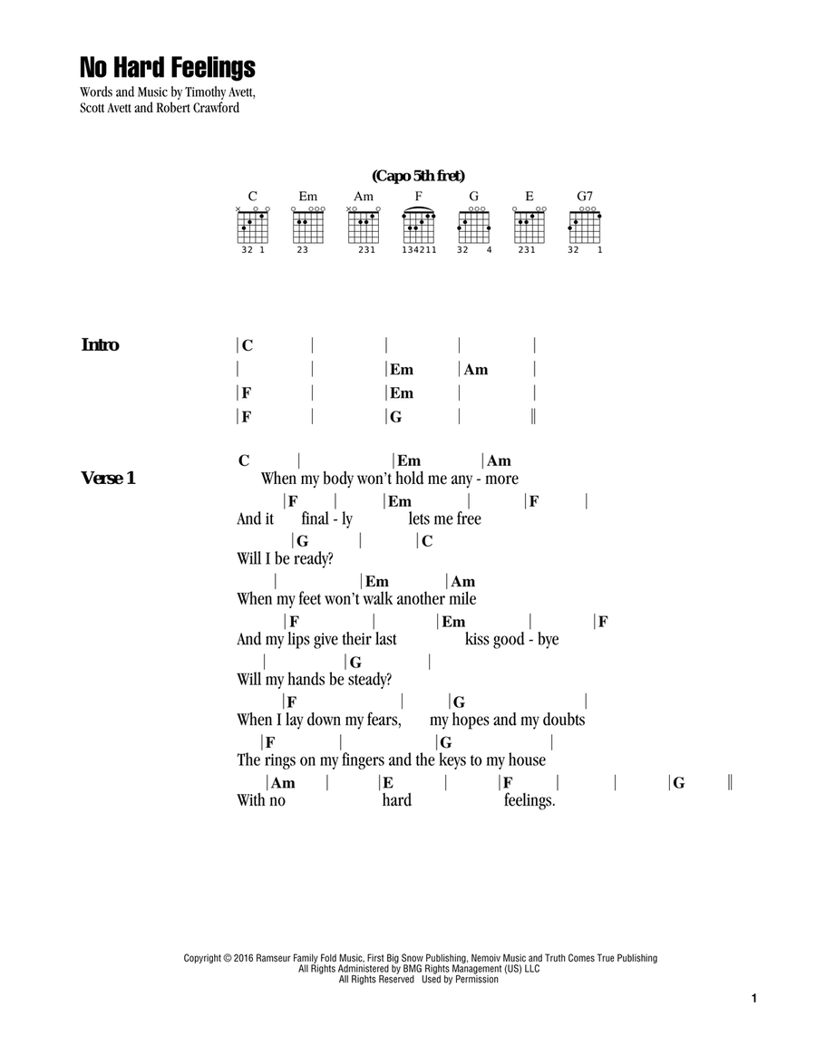 No Hard Feelings Acoustic Guitar scores gallery preview page 1