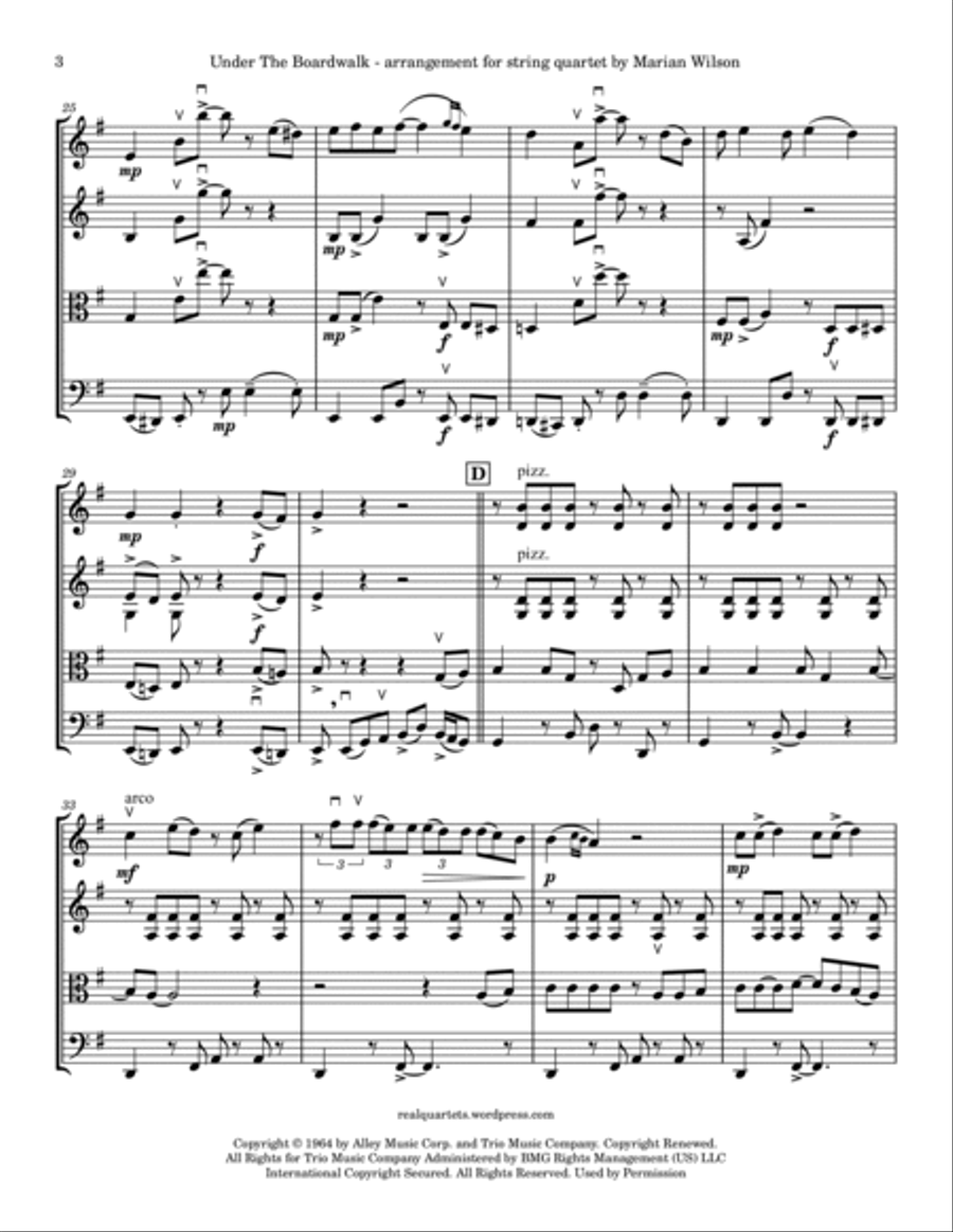 Under The Boardwalk String Quartet scores gallery preview page 3
