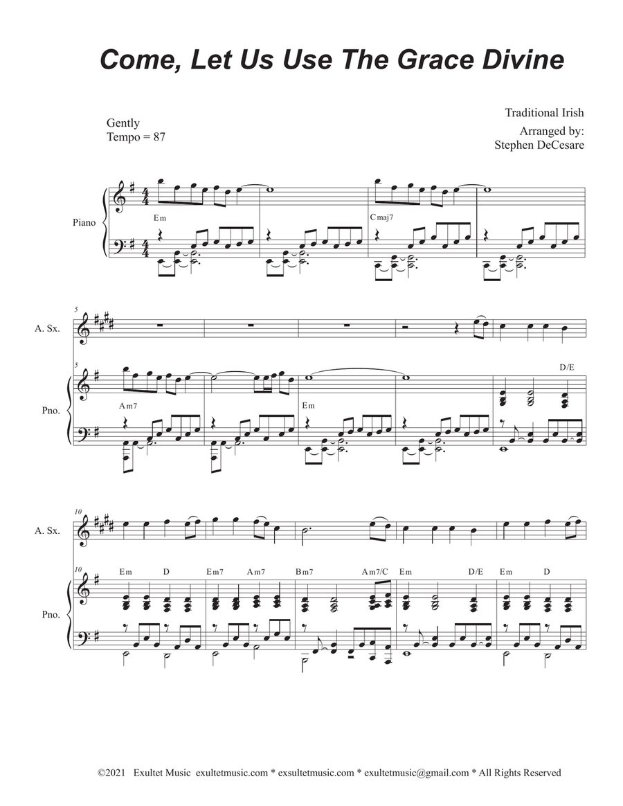 Come, Let Us Use The Grace Divine (Alto Saxophone and Piano) Alto Saxophone scores gallery preview page 2