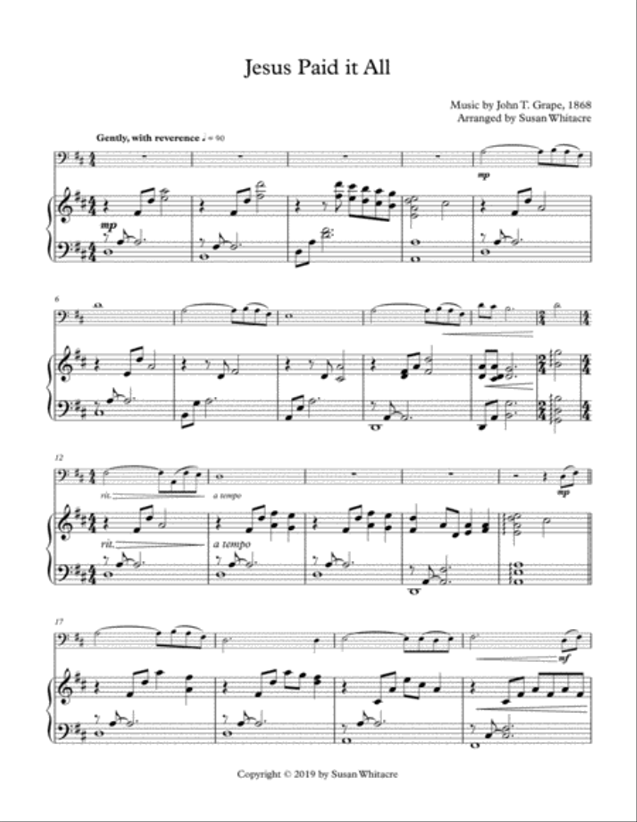 Jesus Paid it All Jesus Paid it All Piano scores gallery preview page 1