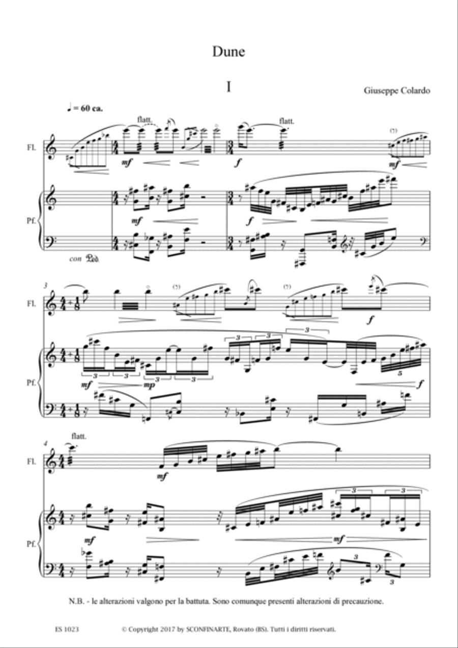 Giuseppe Colardo: DUNE (ES 1023) Flute Solo scores gallery preview page 3