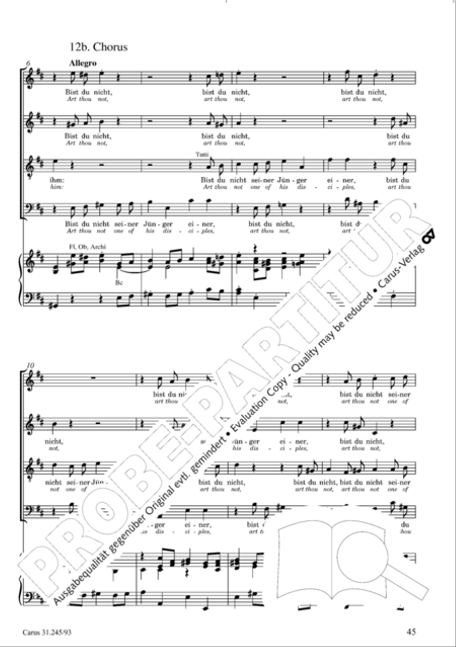 St. John Passion (Johannes-Passion) 4-Part scores gallery preview page 46