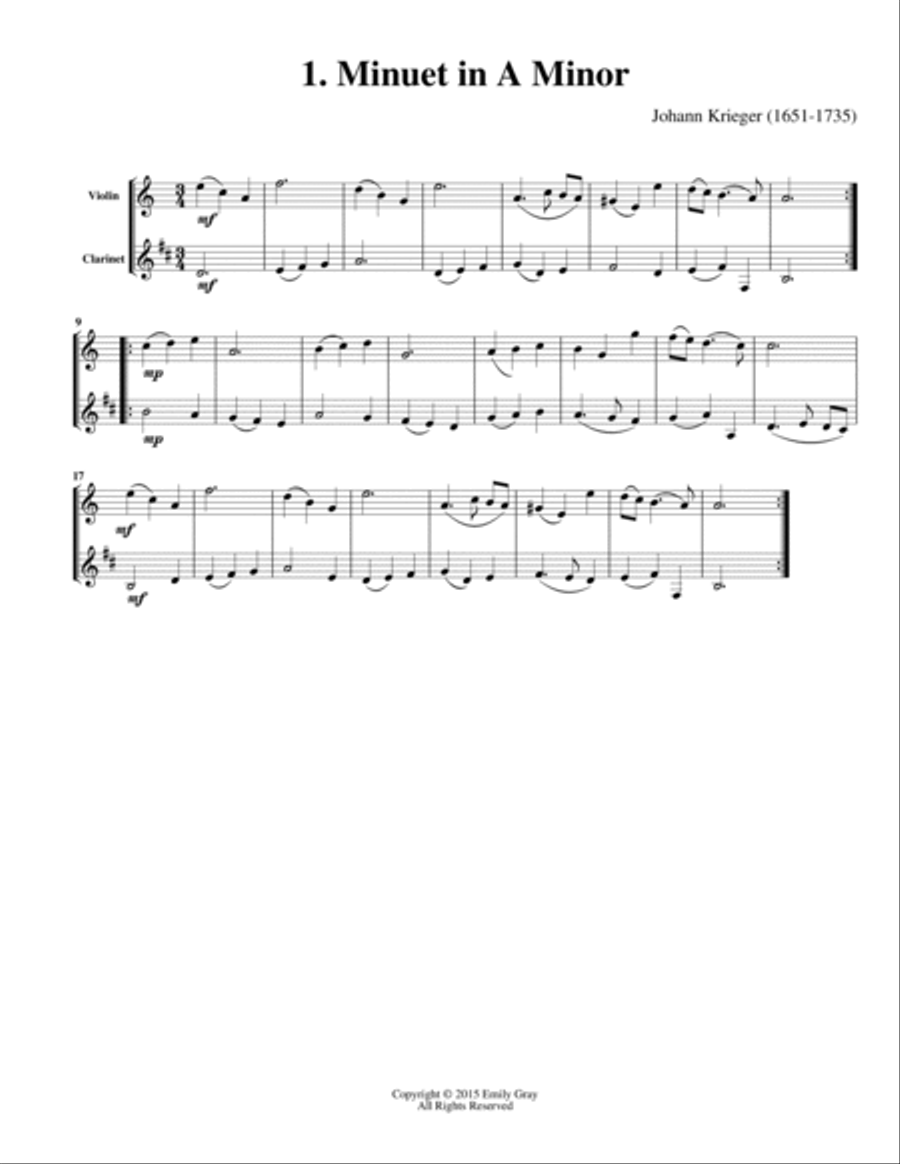Duets for Violin and Clarinet, Volume Two Clarinet scores gallery preview page 3