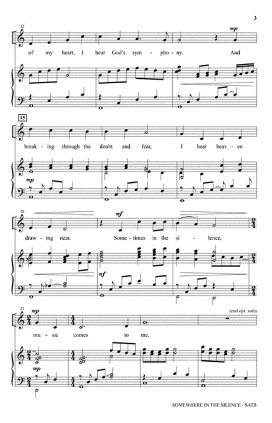 Somewhere in the Silence 4-Part scores gallery preview page 3