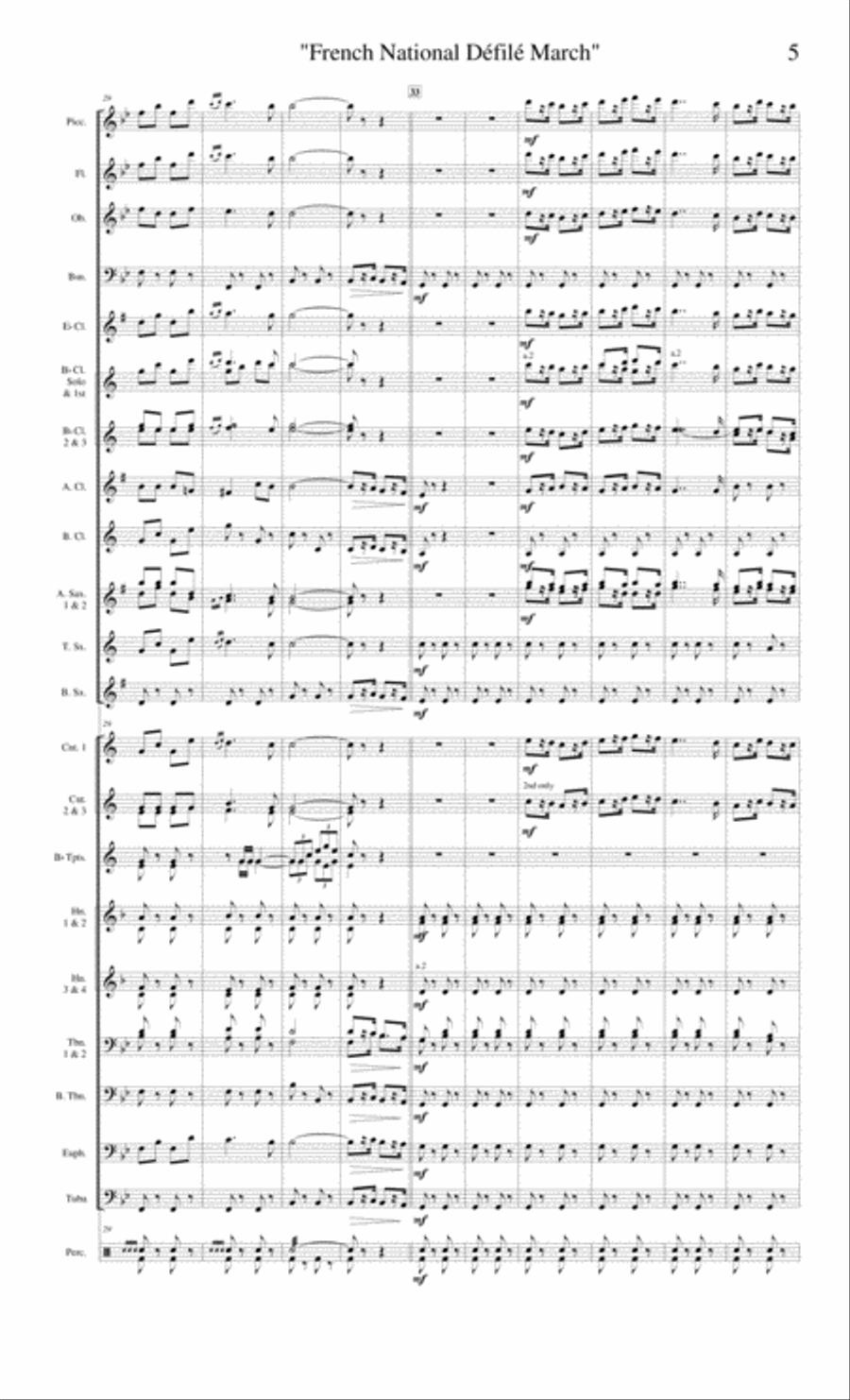 French National Defile (score only) Concert Band scores gallery preview page 5