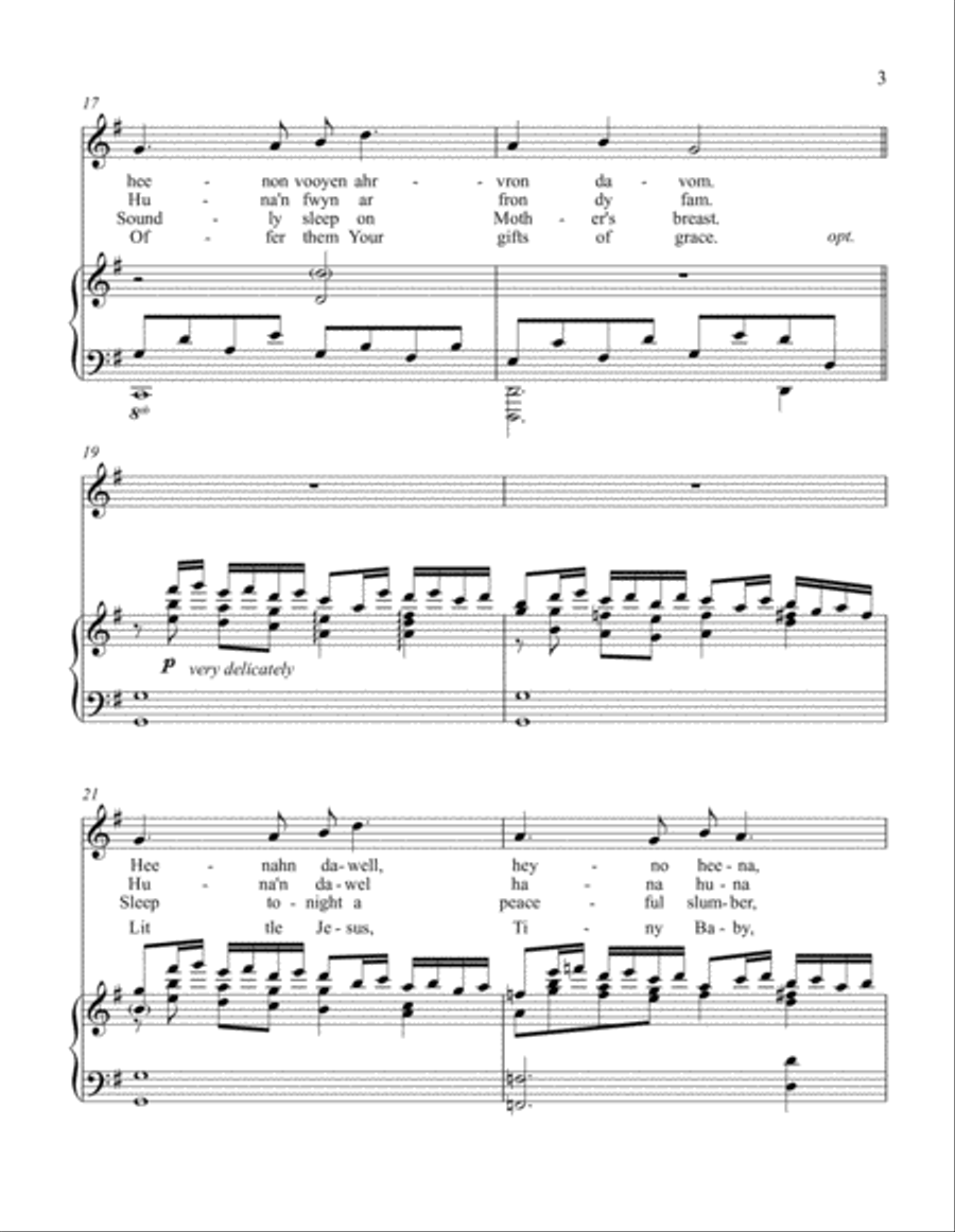 Suo gan/Welsh lullaby - original and Christmas lyrics - high voice High Voice scores gallery preview page 3