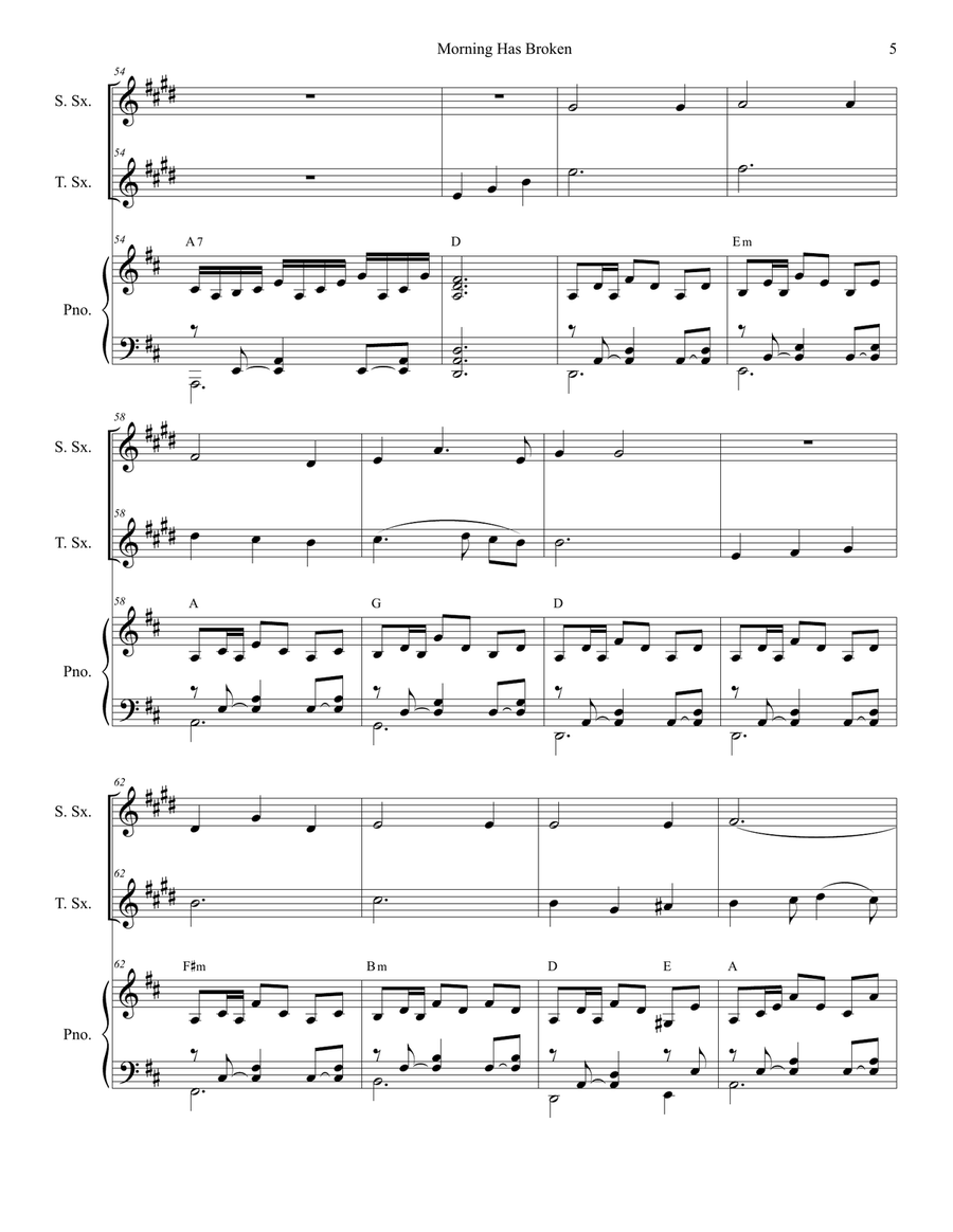 Morning Has Broken Woodwind Duet scores gallery preview page 5