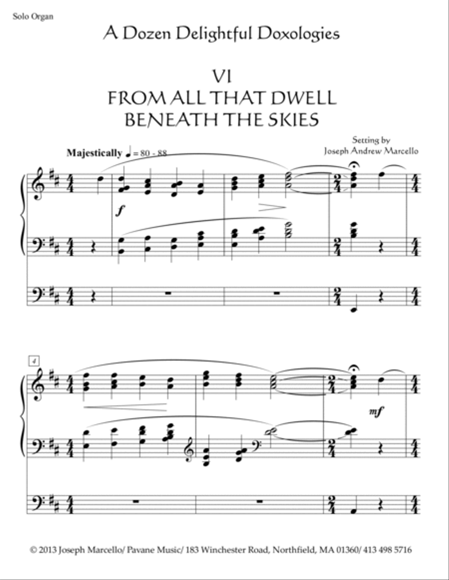 Delightful Doxology VI - 'From All That Dwell Beneath the Skies' - Organ - Key of D Organ Solo scores gallery preview page 2