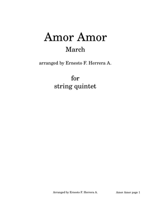 Book cover for Amor Amor march for string quintet