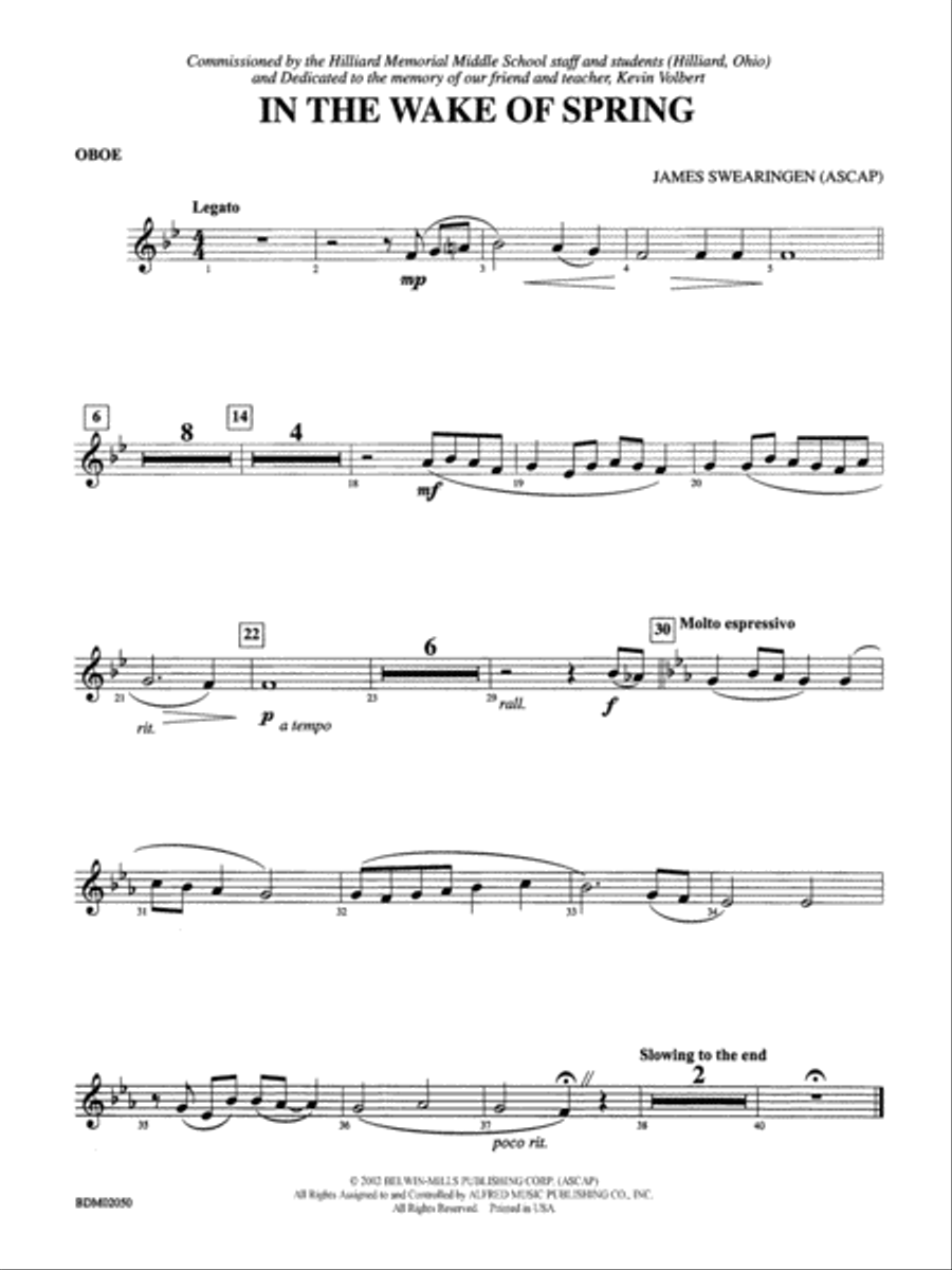 In the Wake of Spring: Oboe Concert Band scores gallery preview page 1