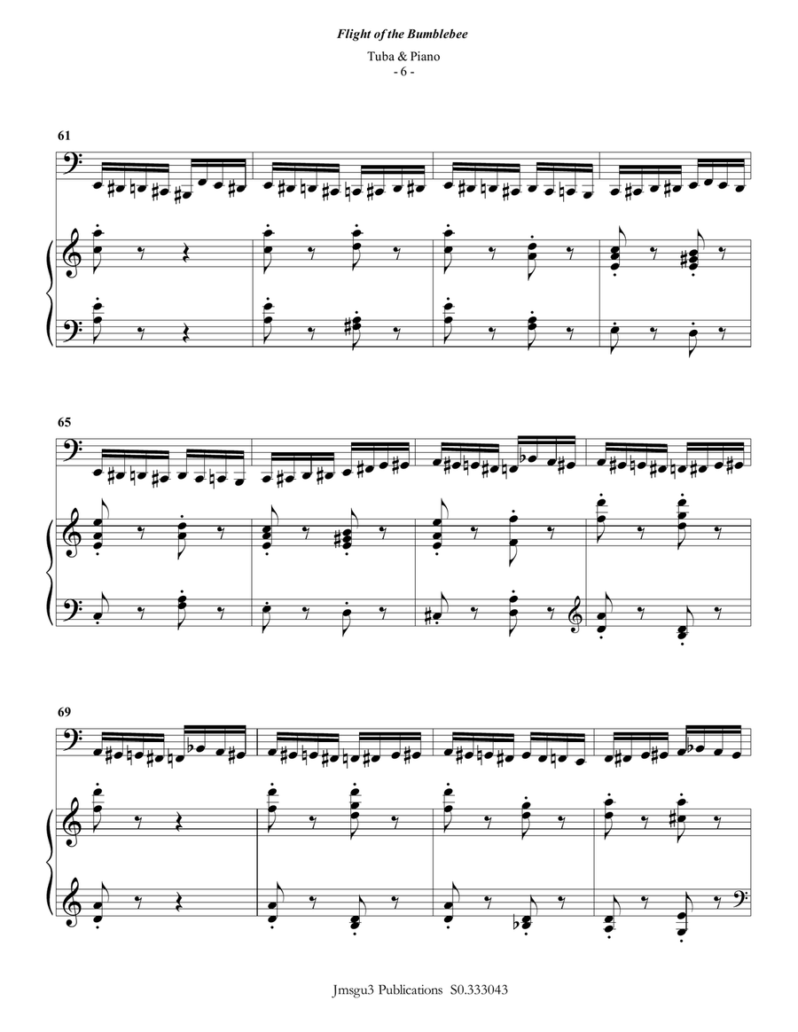 Korsakov: Flight of the Bumblebee for Tuba & Piano Tuba scores gallery preview page 6