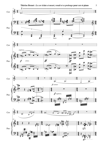 Thérèse Brenet : Le cor éclate et meurt, renaît et se prolonge for horn and piano