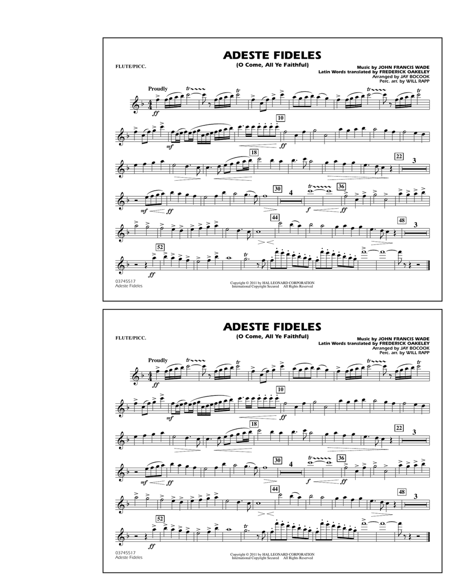 Adeste Fideles (O Come, All Ye Faithful) - Flute/Piccolo Marching Band scores gallery preview page 1