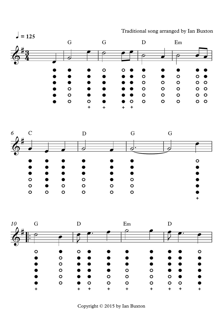 The Lakes of Pontchartrain for Tin Whistle with Chords - Tin Whistle -  Digital Sheet Music