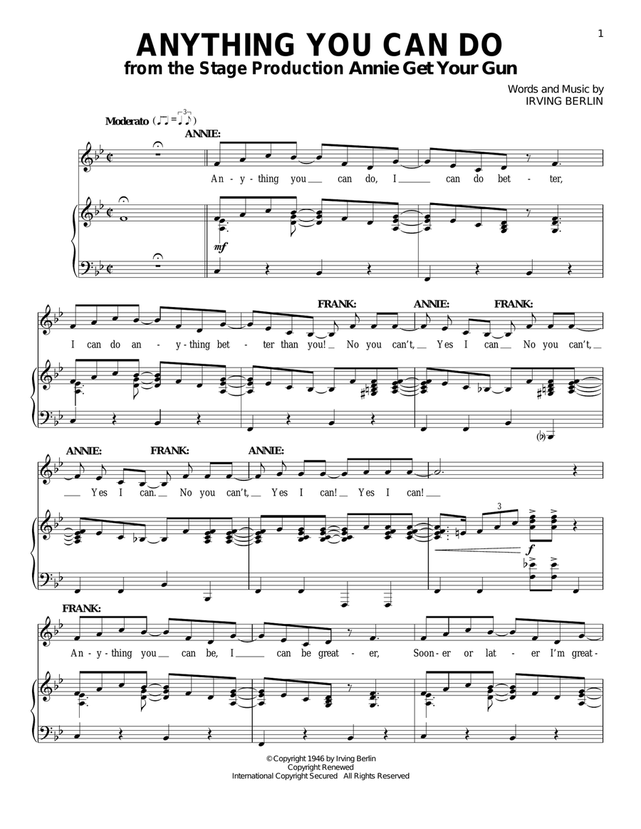 Anything You Can Do (from Annie Get Your Gun) Piano, Vocal scores gallery preview page 1