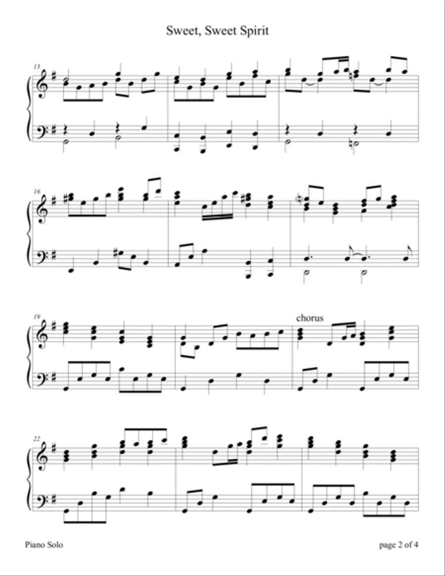 Sweet, Sweet Spirit Sweet, Sweet Spirit Piano Solo scores gallery preview page 3