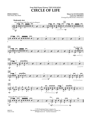 Book cover for Circle of Life (from The Lion King) (arr. Michael Sweeney) - Percussion 1