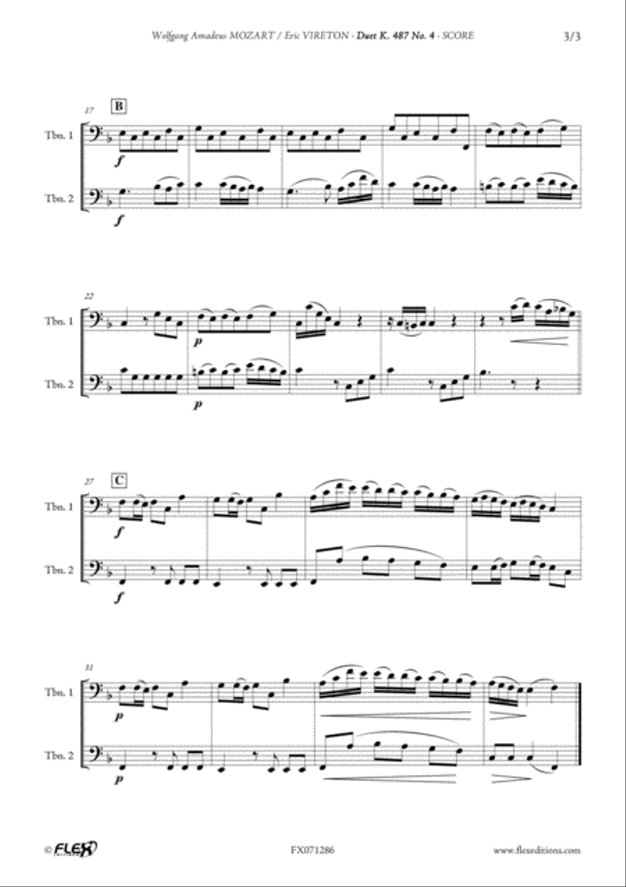 Duet K.487 No. 4 Trombone Duet scores gallery preview page 3