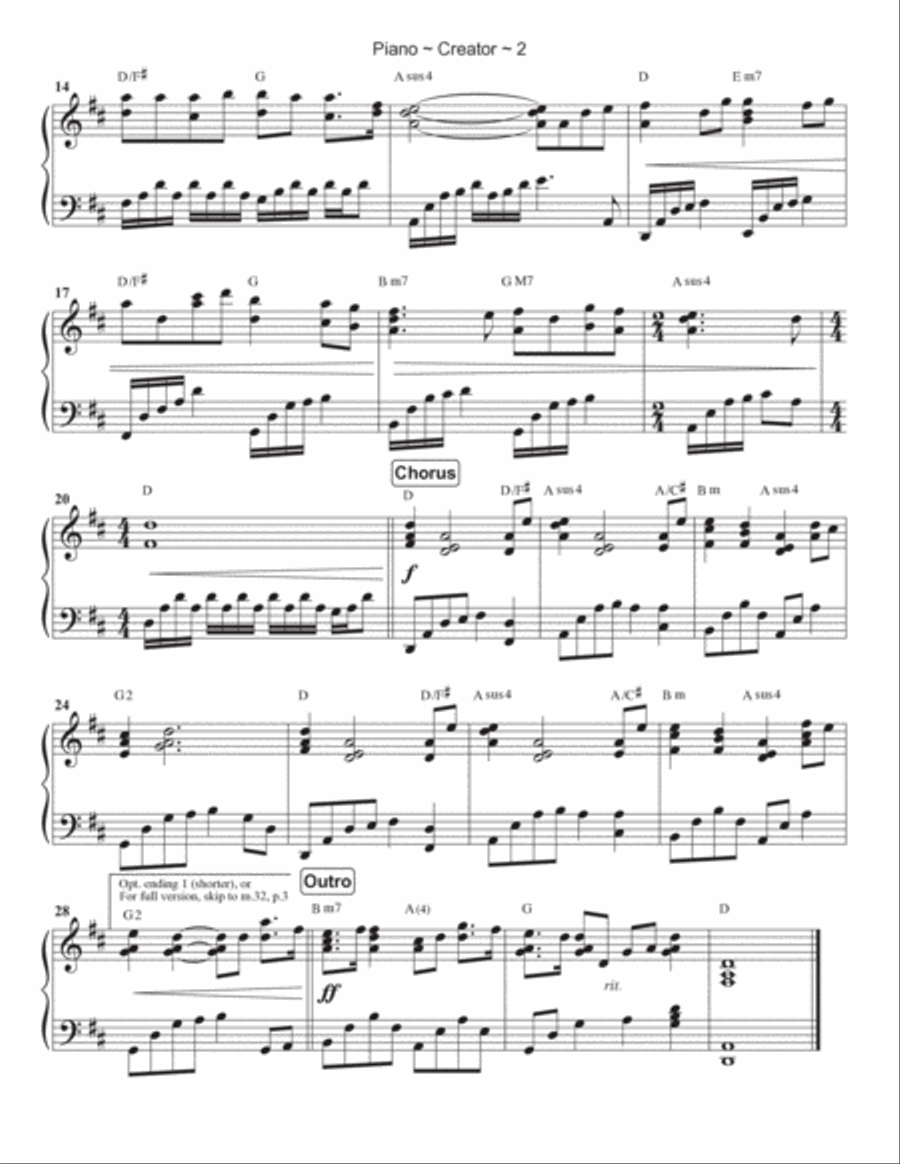 Creator Piano Solo scores gallery preview page 3