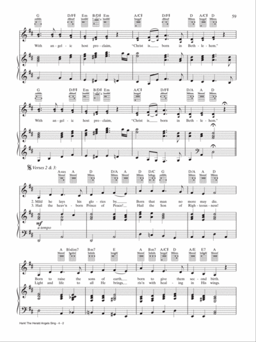 Hark! The Herald Angels Sing Piano, Vocal, Guitar scores gallery preview page 2