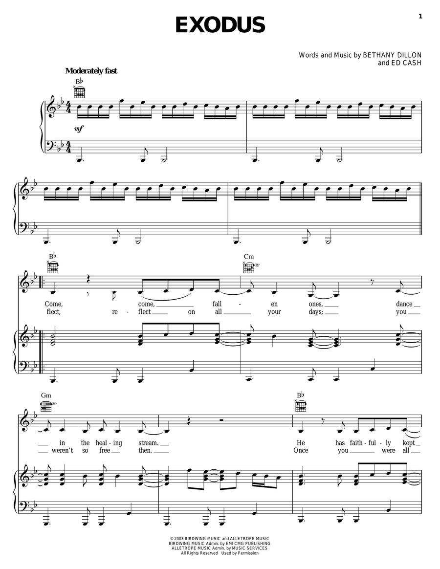 Exodus Exodus Piano, Vocal, Guitar scores gallery preview page 1