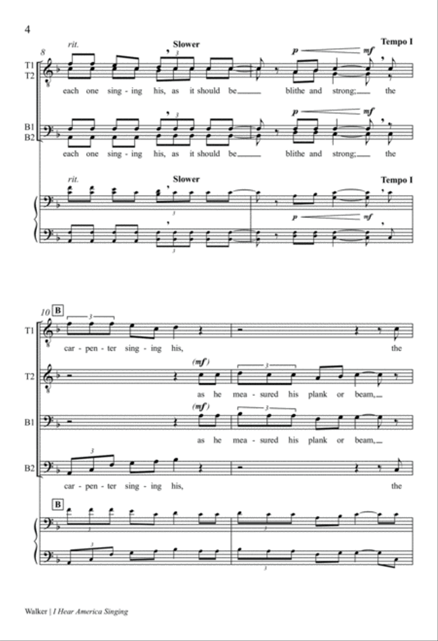 I Hear America Singing TTBB scores gallery preview page 4