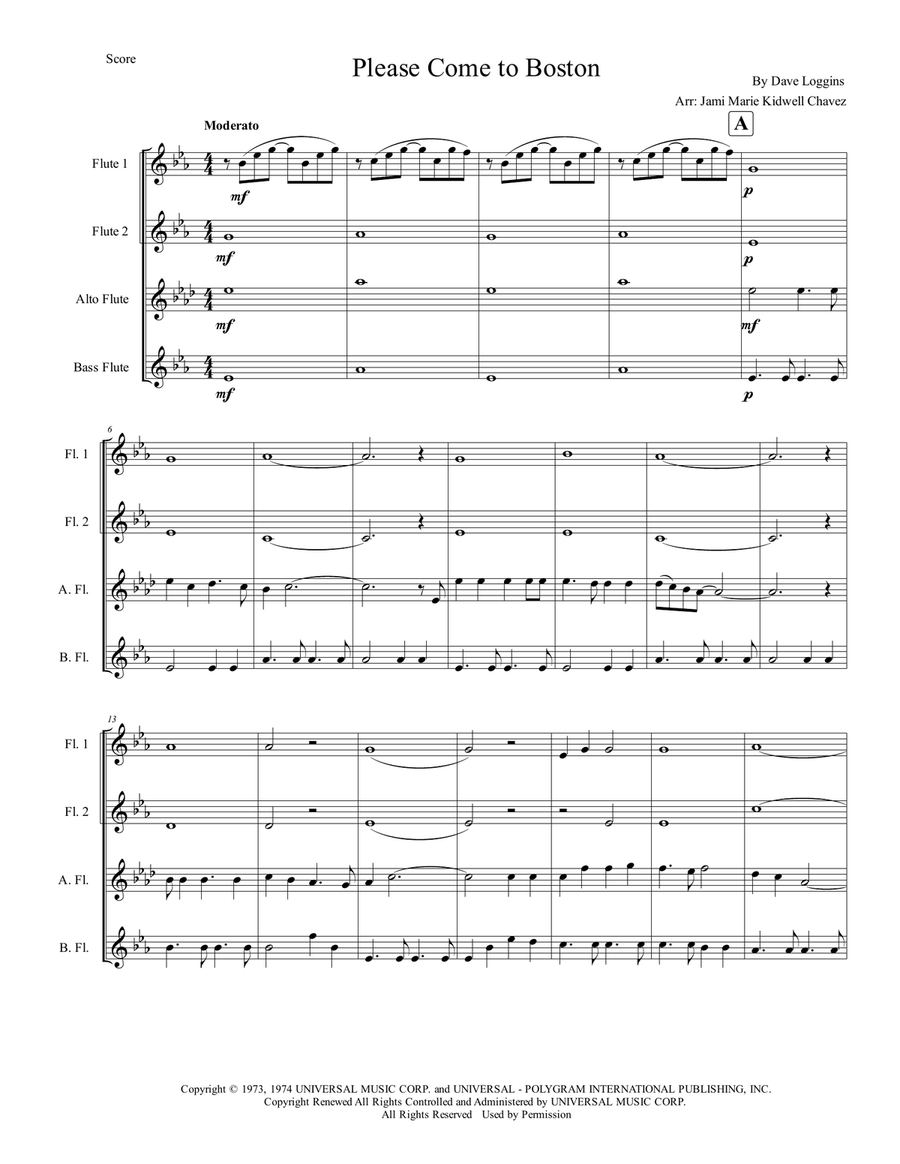 Please Come To Boston Flute Choir scores gallery preview page 3