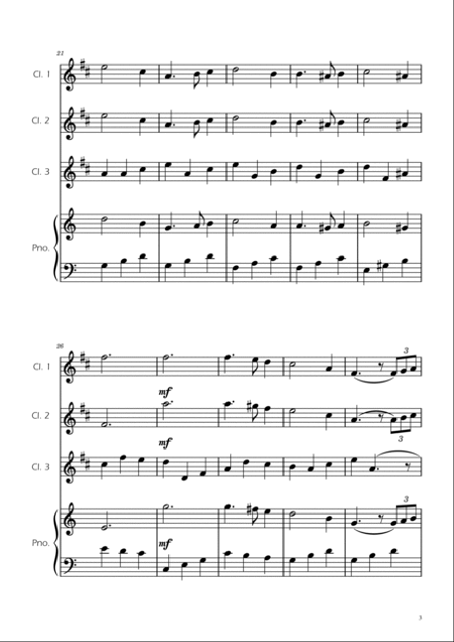 Greensleeves - Clarinet Trio w/ Piano Clarinet Trio scores gallery preview page 4