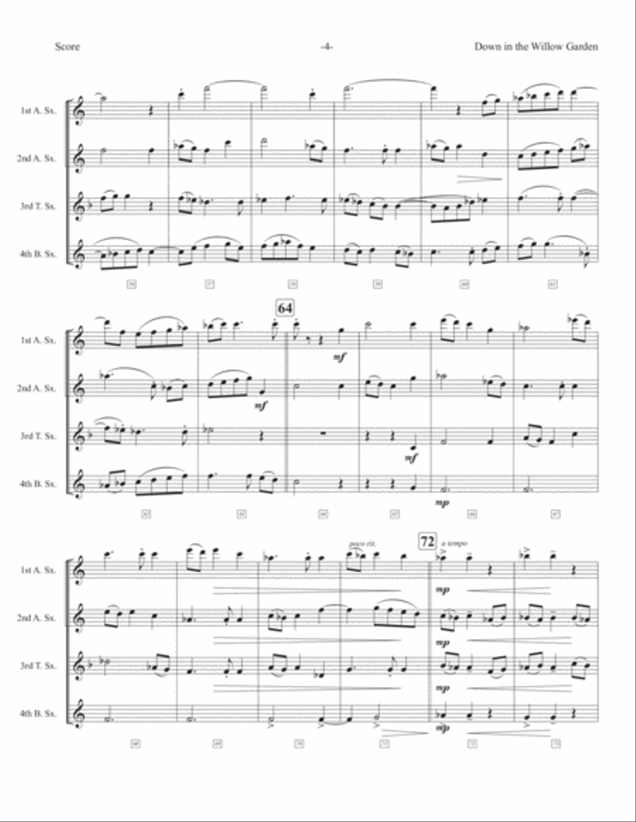 Down in the Willow Garden Woodwind Quartet scores gallery preview page 5