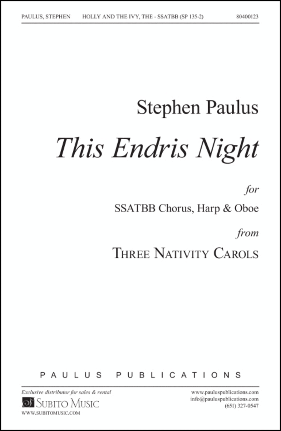 This Endris Night (THREE NATIVITY CAROLS)