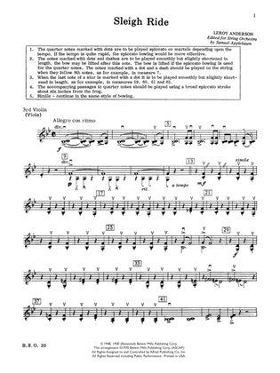 Sleigh Ride: 3rd Violin (Viola [TC])