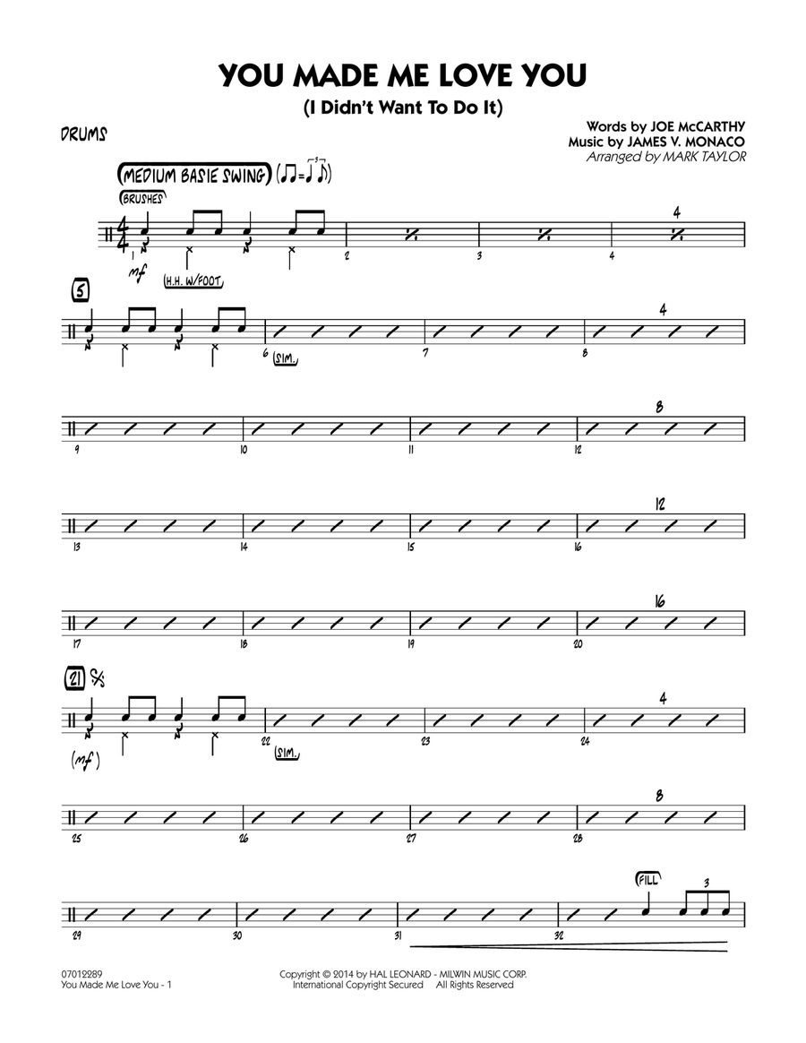 You Made Me Love You (I Didn't Want to Do It) - Drums