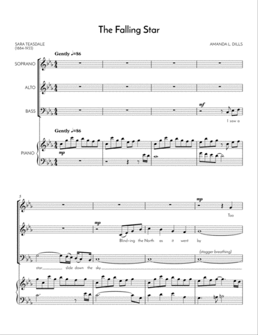 The Falling Star (SAB Choral) 3-Part scores gallery preview page 2