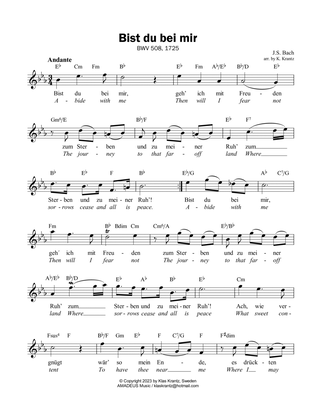Bist du bei mir, Be thou with me BWV 508, lead sheet, guitar chords (Eb Major)
