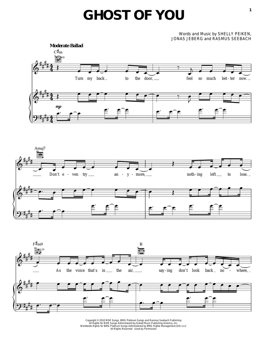 Ghost Of You Ghost Of You Piano, Vocal, Guitar scores gallery preview page 1