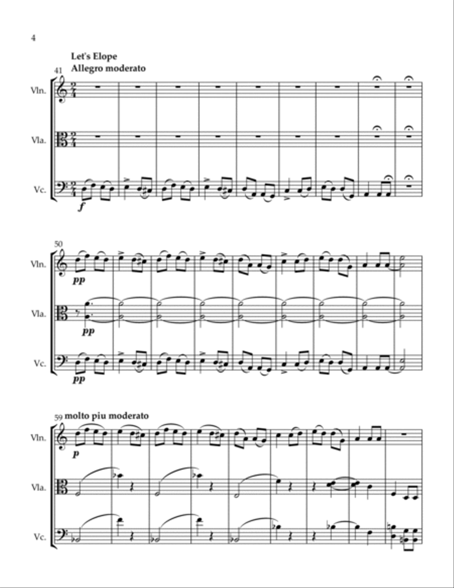 3 Trios Insect Wedding Let's Elope The Swineherd's Dance String Trio scores gallery preview page 4