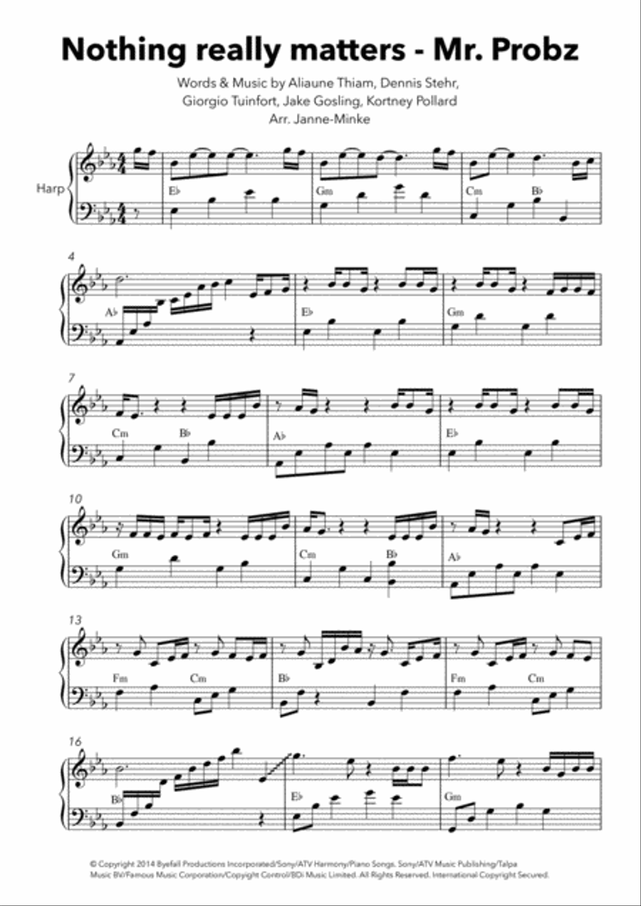 Nothing Really Matters Harp scores gallery preview page 2