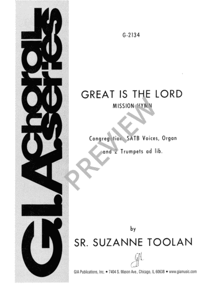 Great is the Lord - SATB edition