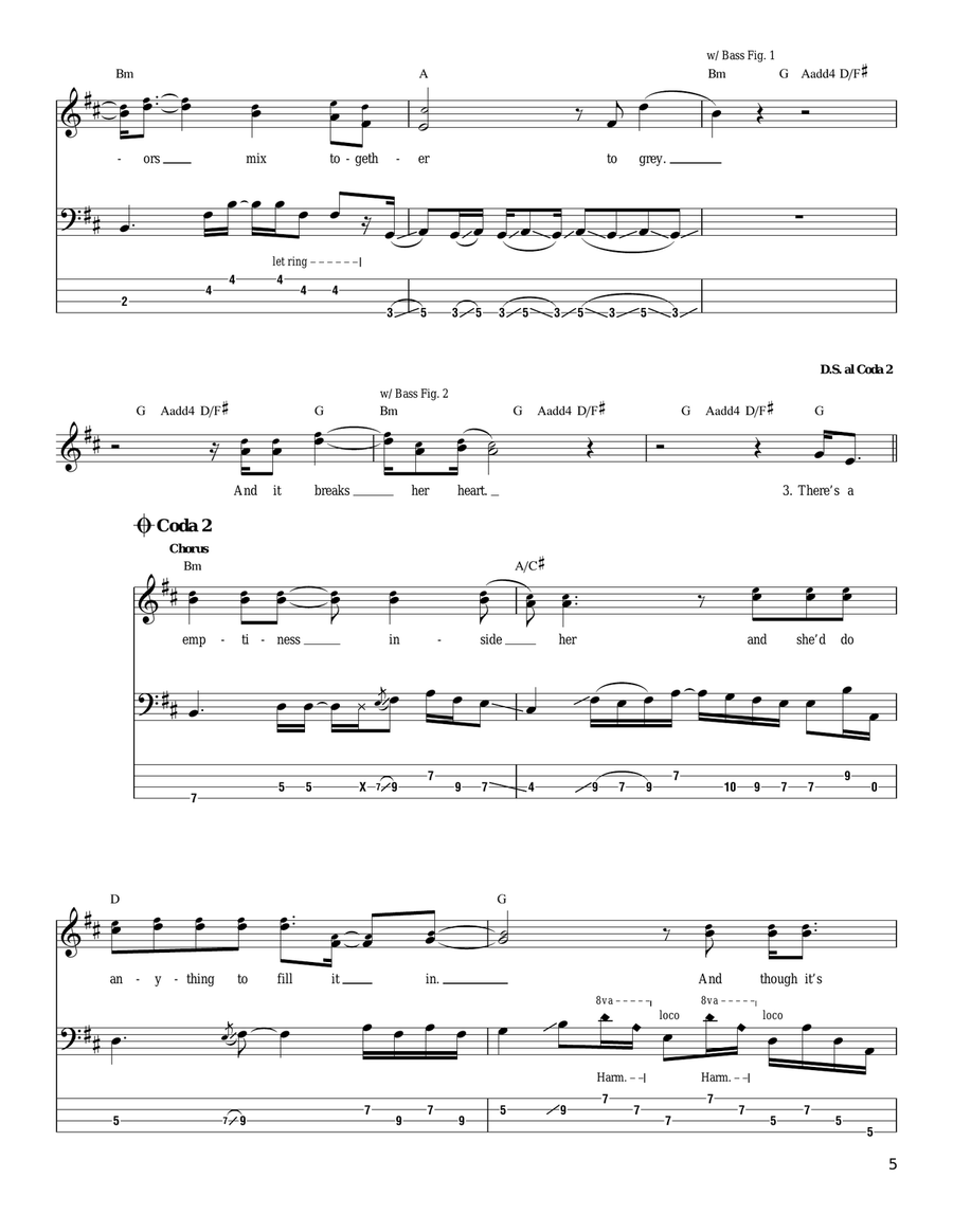 Grey Street Bass Guitar Tablature scores gallery preview page 5