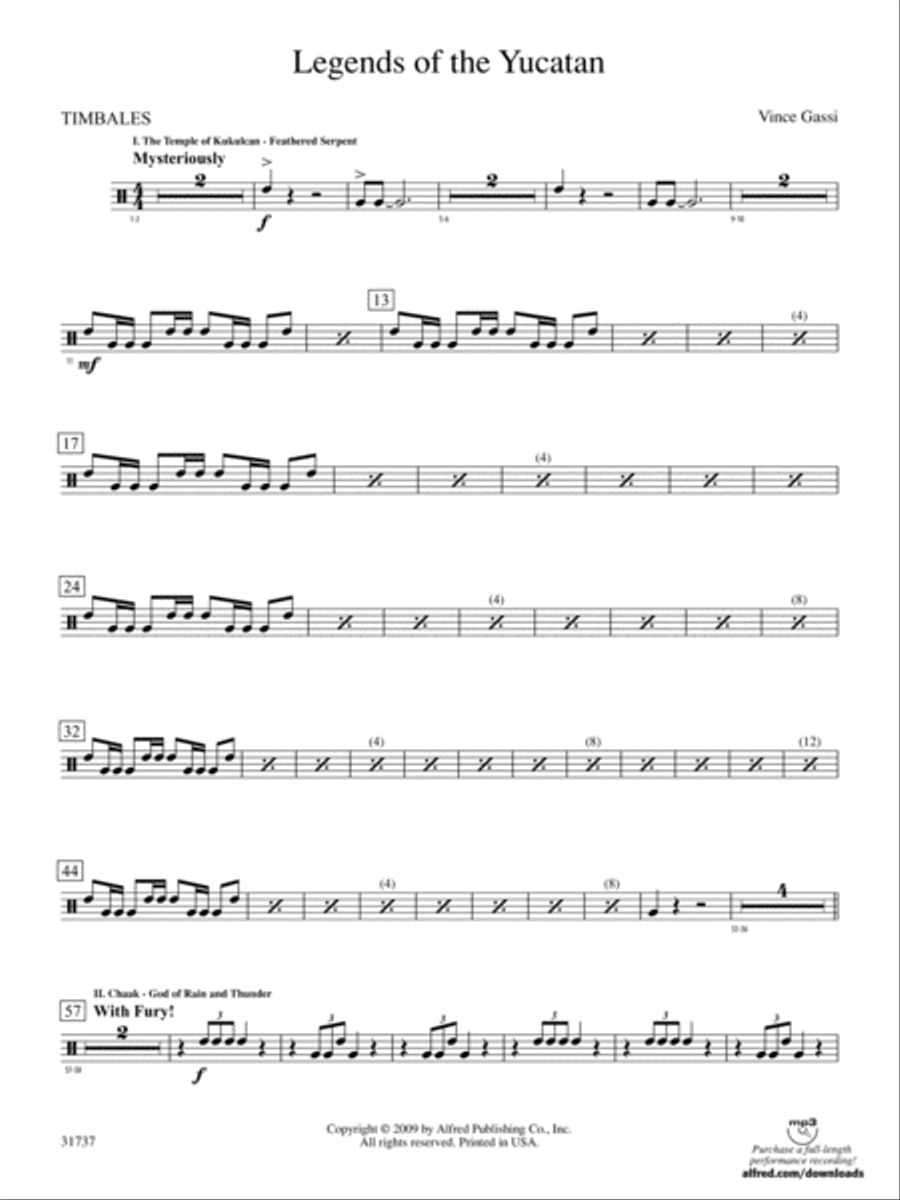 Legends of the Yucatan: 4th Percussion Concert Band scores gallery preview page 1