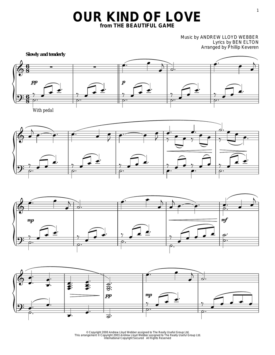 Our Kind Of Love (from The Beautiful Game) (arr. Phillip Keveren) Piano Solo scores gallery preview page 1