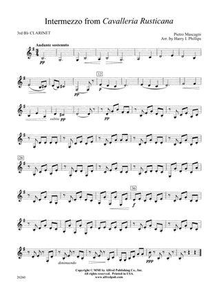 Intermezzo from Cavalleria Rusticana: 3rd B-flat Clarinet